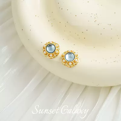Zərgərlik ara hissələri | handmade beaded accessories material - flower-blue-sapphire-18k-one-113113
