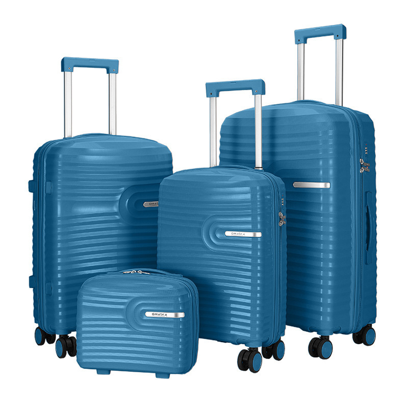 Customized Pp Trolley Case Cross-Border Export Pp Hard Shell Case Three-Piece Set 20 24 28inch Zipper Travel Suitcase