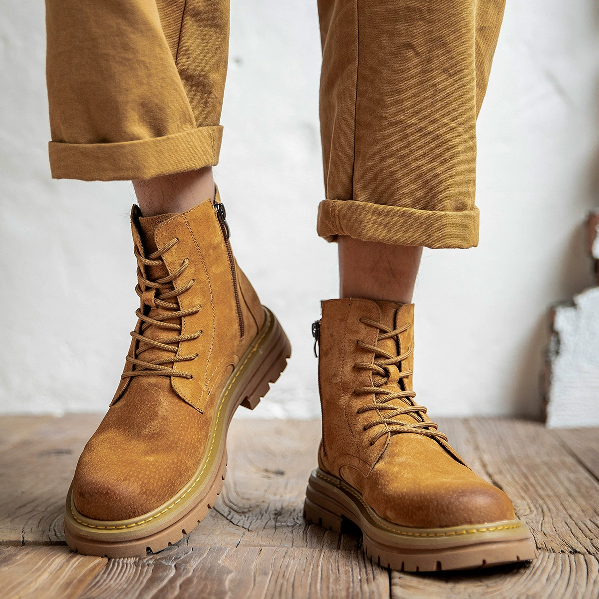 Американские ретро-ботинки Мартин для мужчин 2025 года, новые осенне-зимние мужские ботинки с флисовой подкладкой, высокие рабочие ботинки, мужские ботинки из натуральной кожи.