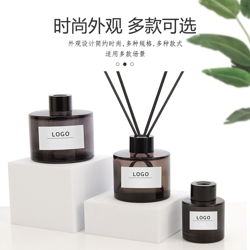 厂家定制紫灰色圆柱香薰瓶车载挥发分装瓶彩色空瓶透明玻璃香氛瓶