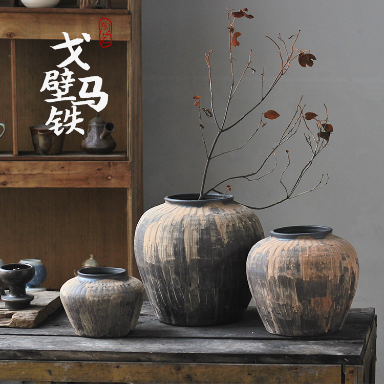新中式禅意餐桌侘寂风花器客厅桌面茶几摆放民宿酒店餐厅软装花瓶