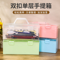 ダブルボタン単層多機能スーツケース折り畳みグッカード工具箱ネイルケース美術生雑物プラスチック収納ケース