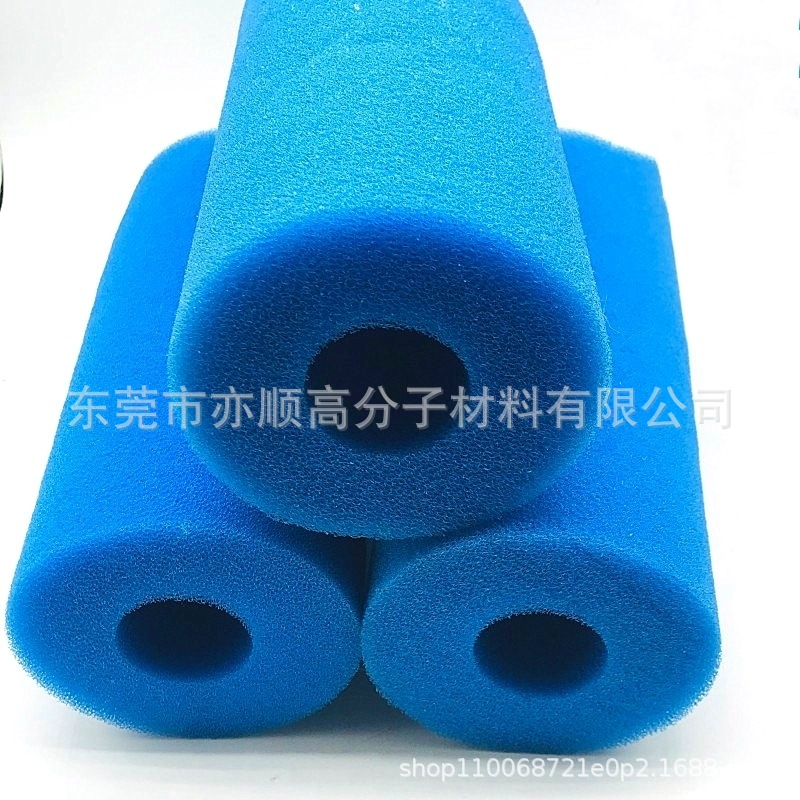 批发大号蓝色游泳池过滤海绵管海绵柱圆形泳池海绵直径145*255