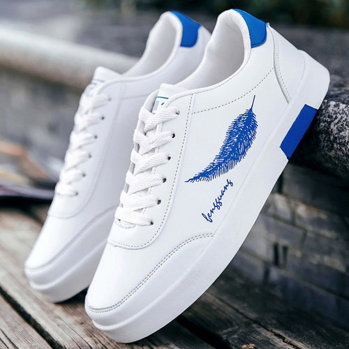 Men's white shoes for spring and autumn, Korean version, trendy platform shoes, men's casual white shoes, PU leather, versatile casual shoes