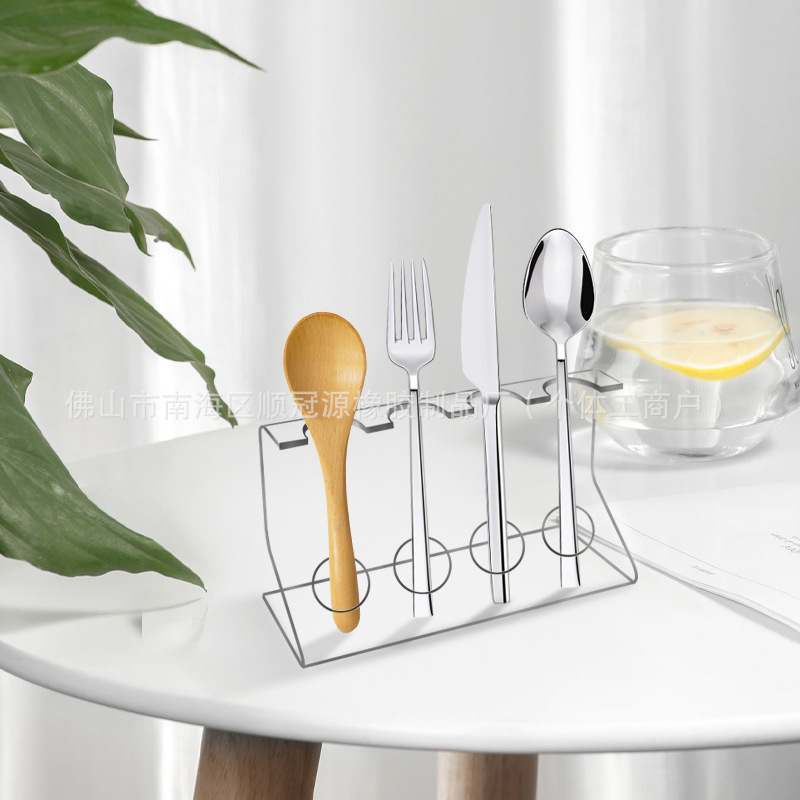 透明亚克力餐具刀叉展示架汤勺摆放底座勺子刀叉收纳架餐具陈列架