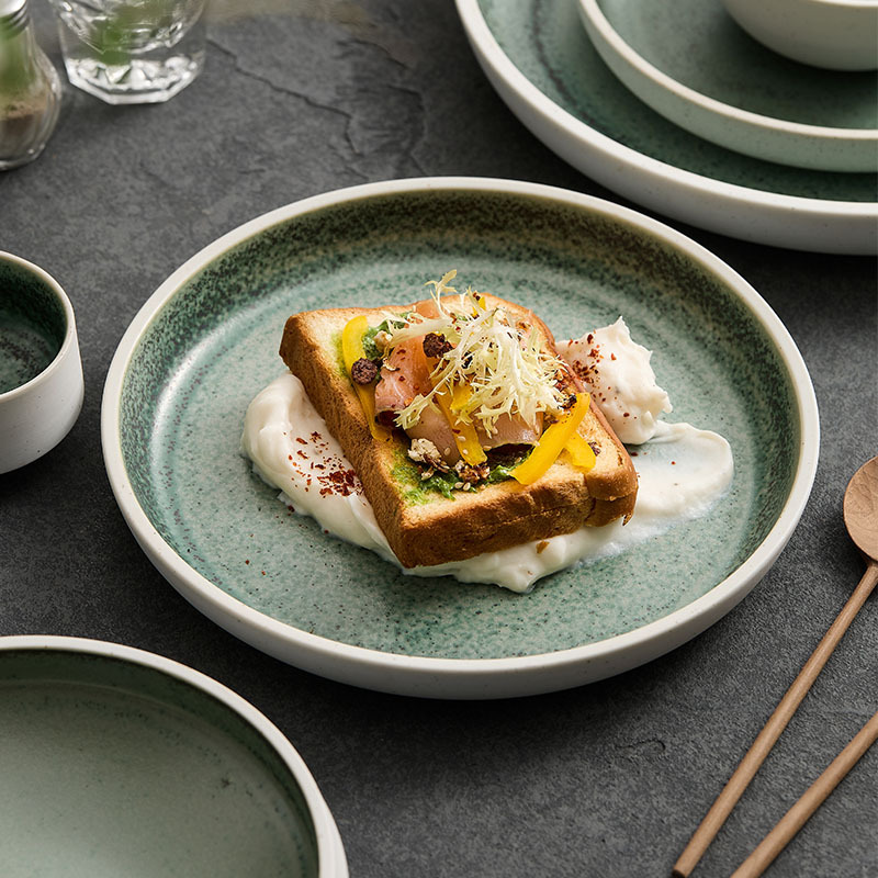 Plato de cerámica sofisticado de alta calidad, platos nórdicos, platos de comedor, platos de sopa, platos de carne, platos de ensalada, platos de postres, platos de bocadillos
