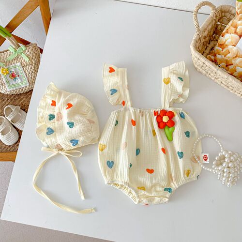 Korean Summer New Children's Wear Baby Bodysuit for Newborn Boys and Girls, Diaper Cover, 100th Day Hangar T-shirt