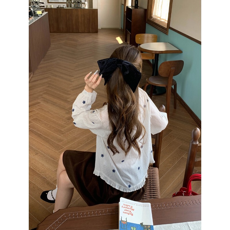 3Th Morning Moonlight Dream Striped Embroidered Lace Round Neck Loose Cotton Shirt Zy4545 3Th Morning Moonlight Dream Striped Embroidered Lace Round Neck Loose Cotton Shirt Zy4545