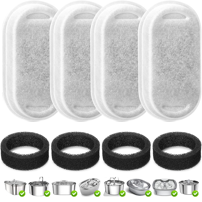 Filtros para bebedores de agua para mascotas adaptados a una variedad de bebedores de agua para gatos multifiltración de cabello de filtro de algodón carbón activado