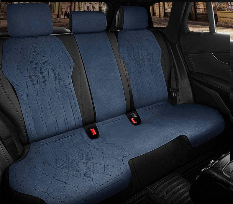 Car One-Piece Saddle Cushion, Universal for All Seasons, Suede Leather Perforated Breathable Seat Cushion, Seat Cover