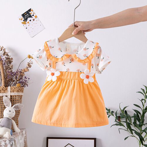 Summer Cute Kids' Clothing Baby Little Children Fashion One-piece Dress for Girls New Short-sleeve Dress