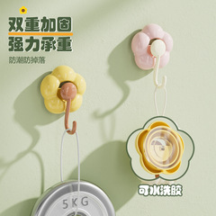 Household punch-free flower suction cup hook powerful load-bearing bathroom bathroom door hook vacuum mark-free adhesive hook
