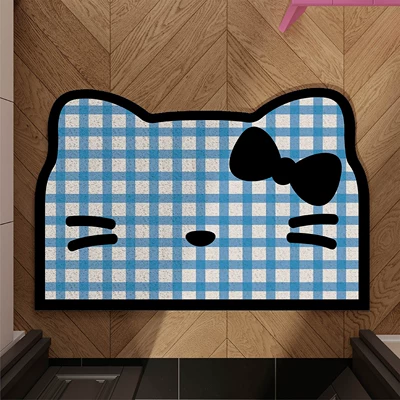 Mat, Multifunctional Entrance Door Mat, Avtomobil döşəmə paspasları - blue-grids-kt-4060cm-silk-circle
