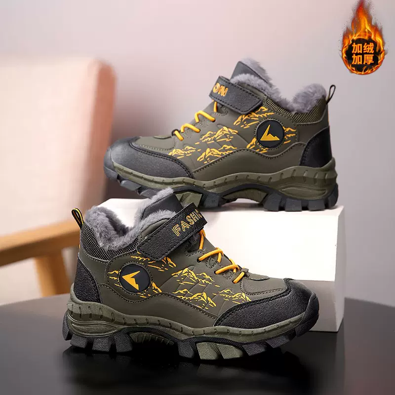冬季男童棉鞋儿童中邦户外登山鞋女童大棉雪地轻便防滑保暖运动鞋