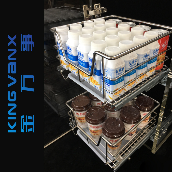 4TXN wholesale kitchen 304 stainless steel shallow cabinet storage basket door drawer type small cabinet size storage rack