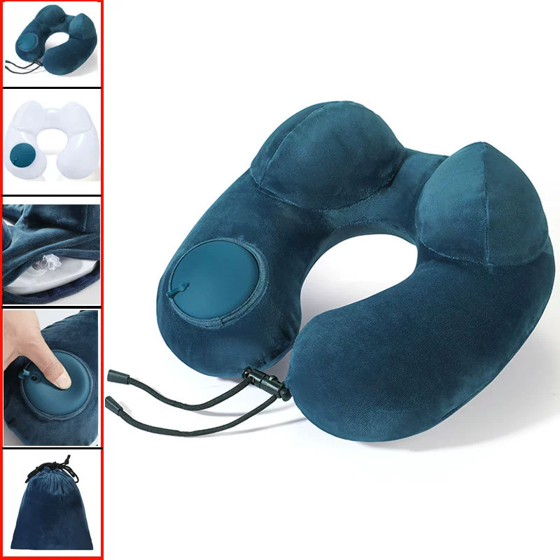 Inflatable handheld neck pillow, airplane for traveling, with neck protection