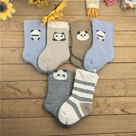 2025嗨比小熊冬款015童袜加厚无骨缝合加长熊猫童毛圈袜批发
