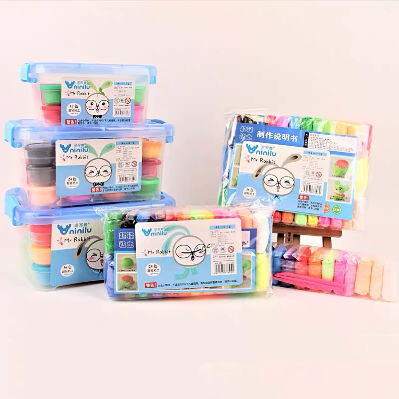 Wholesale ultra-light clay 24 colors bagged and boxed colored clay space clay plasticine children's handmade DIY clay