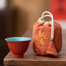 故宫红花迹杯茶杯个人专用品茗杯家用茶杯手工陶瓷主人杯单杯茶具