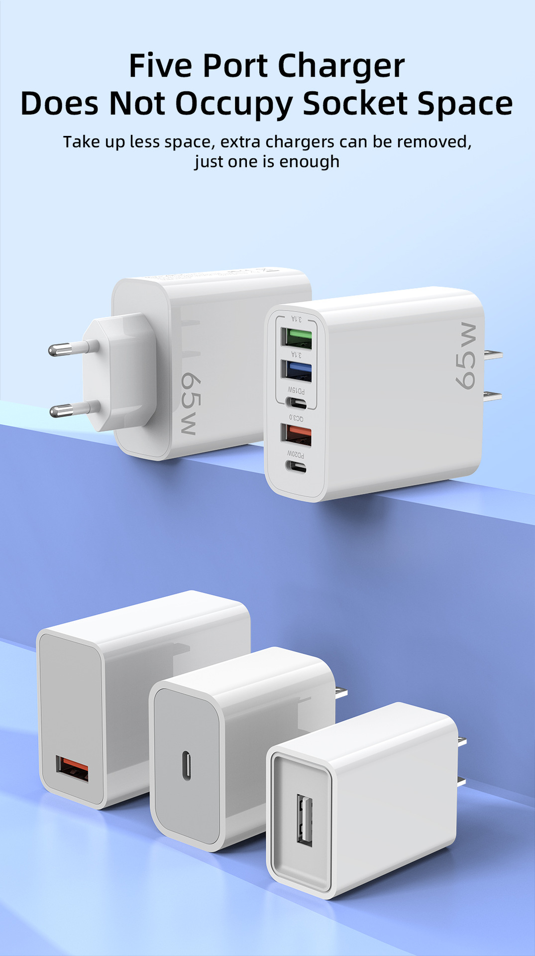 Multi-Handy-Ladegerät, schnell, 3 USB + 2 C, britischer Standard-Ladekopf mit fünf Anschlüssen, geeignet für Huawei und Apple_voghion.com