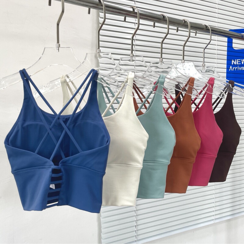 Lulu Sports Bra Fitness Vest Mid-Length Yoga Vest Beautiful Back Strap Chest Pad Quick-Drying Climbing Fitness Vest