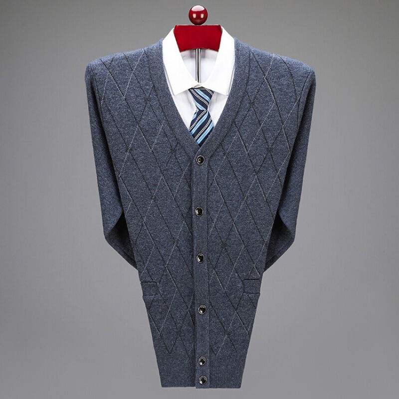 Hengyuanxiang New Thick Cardigan Men's Sweater Knitwear for Middle-Aged and Elderly Grandpa Dad Outfit Agent