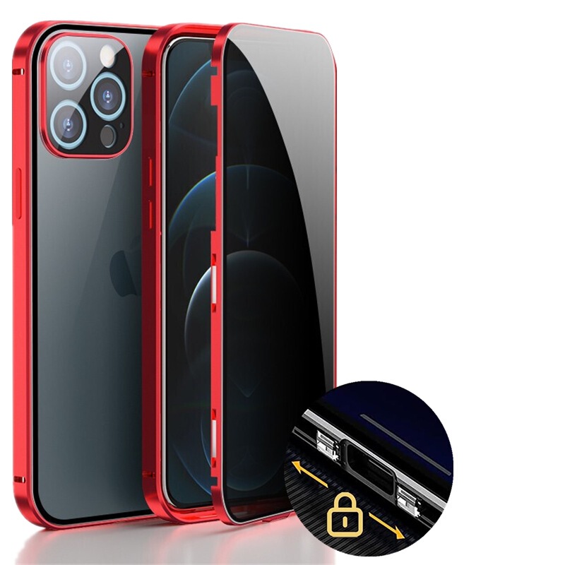 iPhone17用ケース、マグネット式、Apple 16対応、ダブルバックル、両面ガラス保護フィルム、メタル磁気吸着ケース|undefined