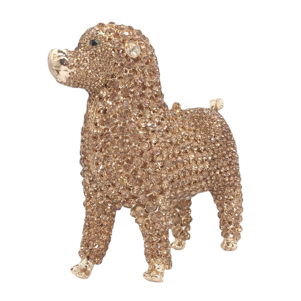 Nuevos productos transfronterizos de perros en forma de bolsas de cena de diamantes caja metálica hueca llena de bolsas de diamantes bolsas de mujer bolsas de mano de banquete europeas y estadounidenses