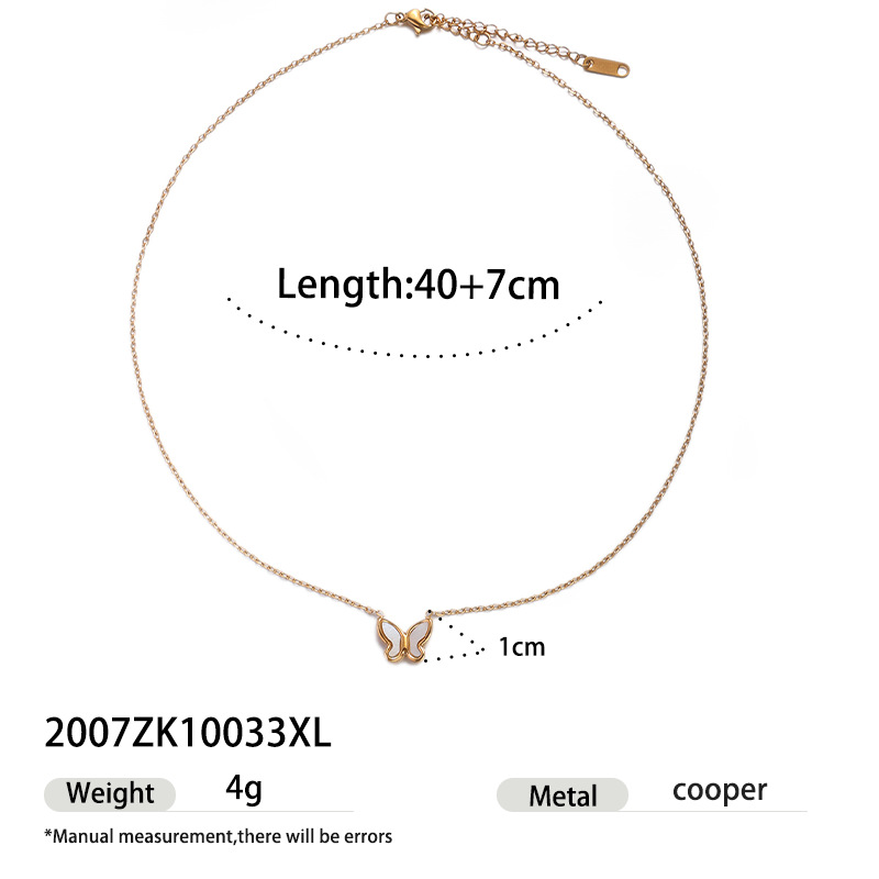 Taena collar de acero inoxidable de estilo europeo y americano apilado para llevar una cadena de clavícula de concha de mariposa de alta calidad para mujer al por mayor transfronteriza