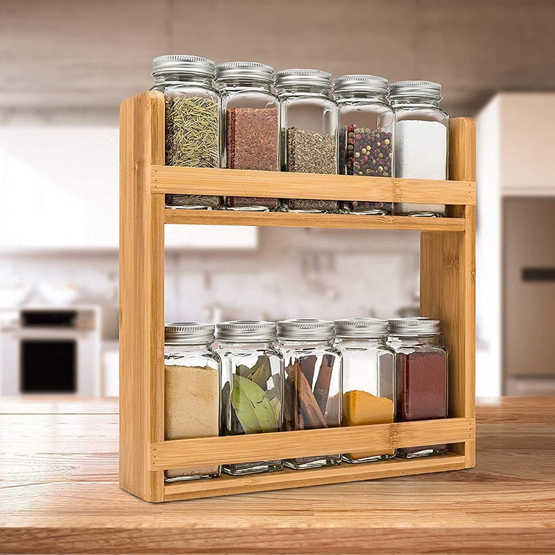 Bamboo and wood multi-function kitchen seasoning rack countertop seasoning rack does not occupy space seasoning storage rack rack