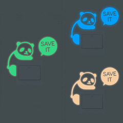 新YG26個性隨心貼夜光熊貓提示三色開關貼家居牆面裝飾牆貼紙自粘