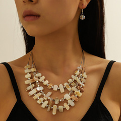 歐美跨境復古多層炫彩串珠綠松石時尚氣質高級感波西米亞首飾套裝