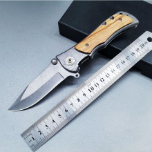 新款大马士革纹折叠刀木柄家用水果小刀户外求生锋利折刀送礼精品