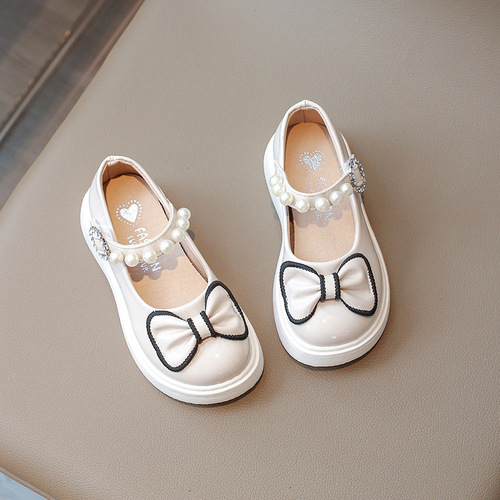 Baby Princess Shoes Autumn New English Style Black Small Leather Shoes Soft Sole Fashion Children's Mary Jane Single Shoes