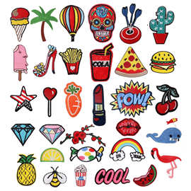 爆款果蔬绣花标菠萝西瓜造型绣花章刺绣布贴服装辅料饰品配件现货