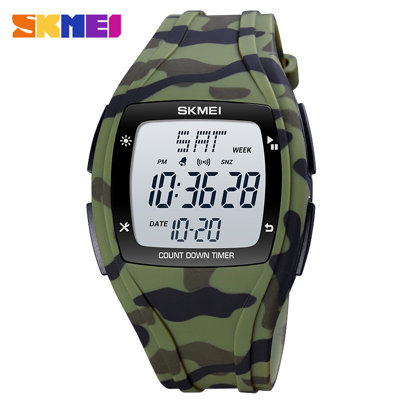 Skmei estudiante camuflaje deportes al aire libre pantalla digital reloj electrónico moda retroiluminación pareja nuevo reloj electrónico 1610