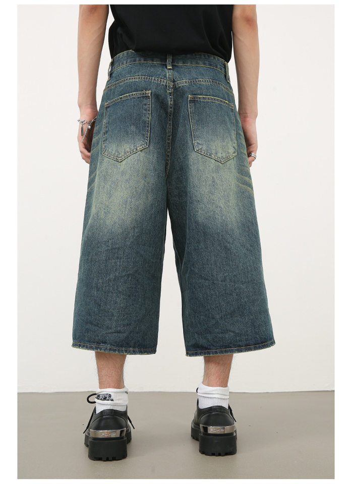 Quần short denim nữ ống rộng lửng kiểu Mỹ — Màu trắng, Màu xanh denim thô, Màu đen thô, Ngụy trang màu mơ chi tiết 22