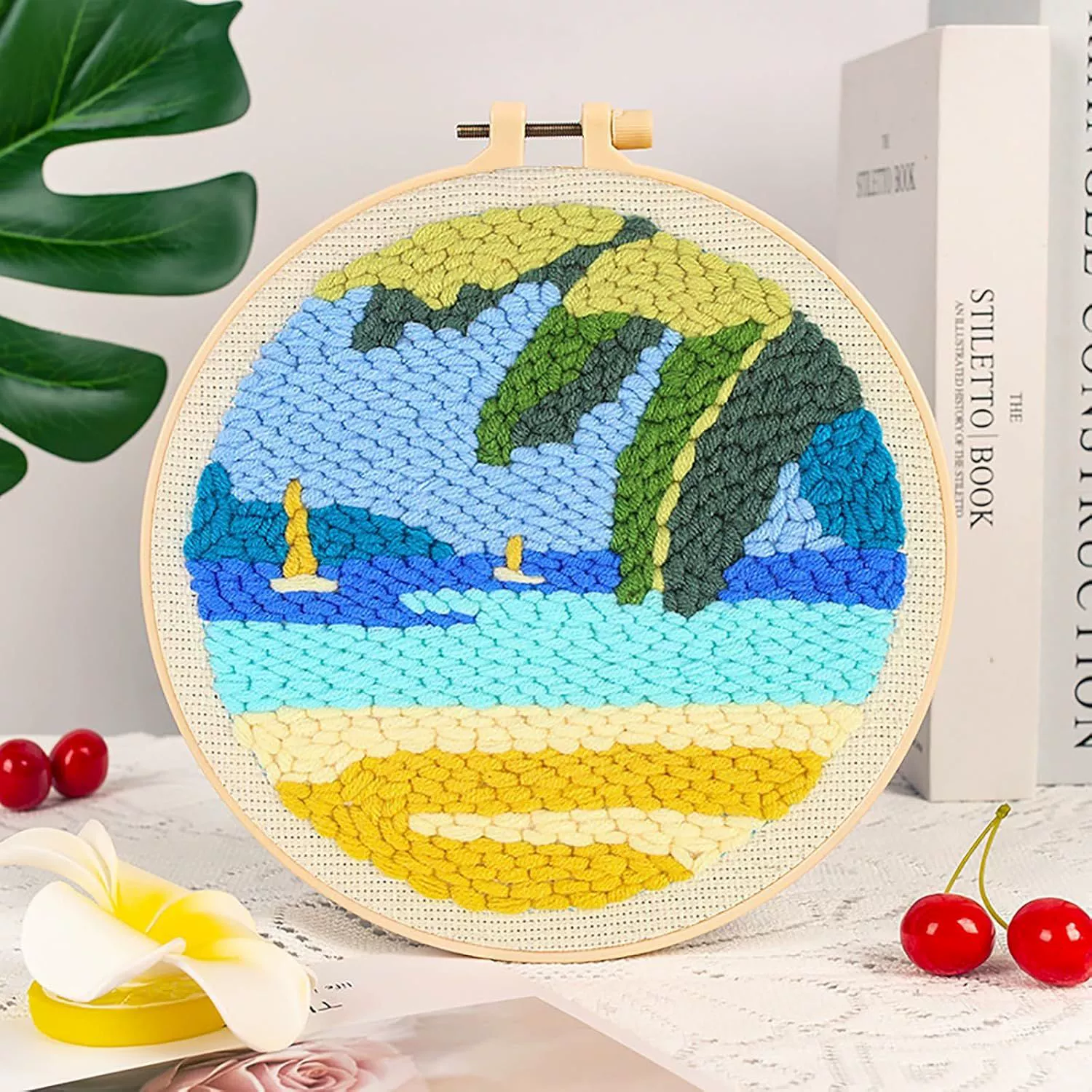 Популярный набор для вышивания панч-иглой своими руками с пяльцей, иглой и материалами для начинающих, набор для практики, вышивка, декор, Amazon.