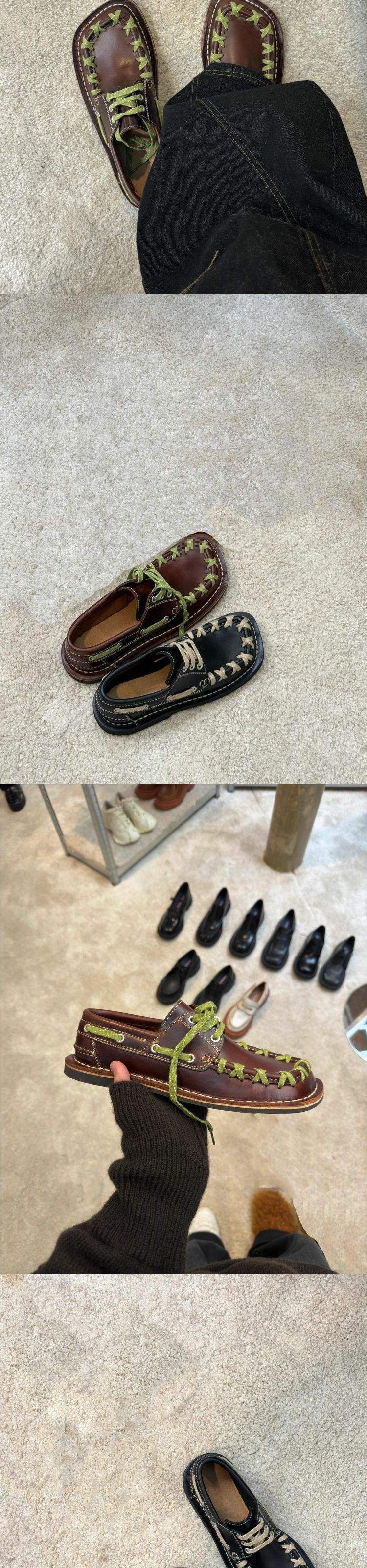 ShoeVault Derby-Schuhe für Damen und Herren, lässige, trendige Lederschuhe mit quadratischer Spitze im britischen Stil, Pendler-Nischen-Webdesign im Retro-Stil_voghion.com