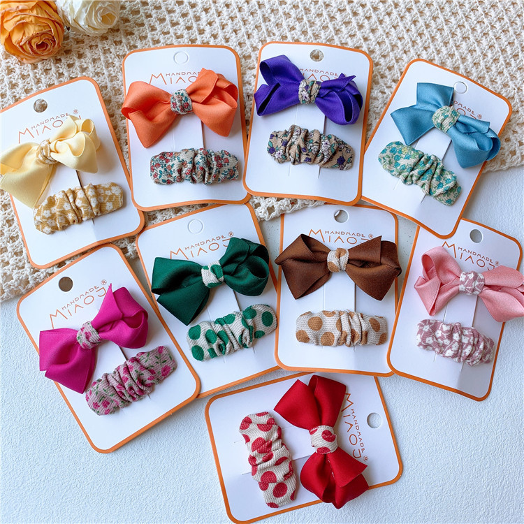 新款韓版兒童蝴蝶結髮夾小女孩圓點褶皺發卡劉海碎發BB夾頭飾邊夾