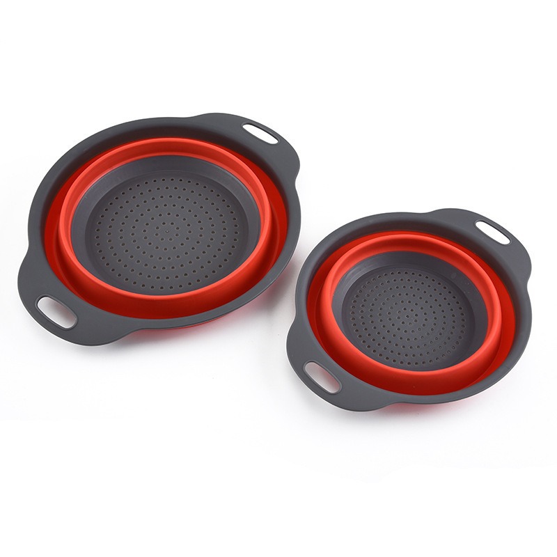 Cesta de drenaje plegable telescópica para acampar al aire libre, filtro de agua súper redondo, artefacto de cocina azul vegetal plegable, canasta de lavado de verduras