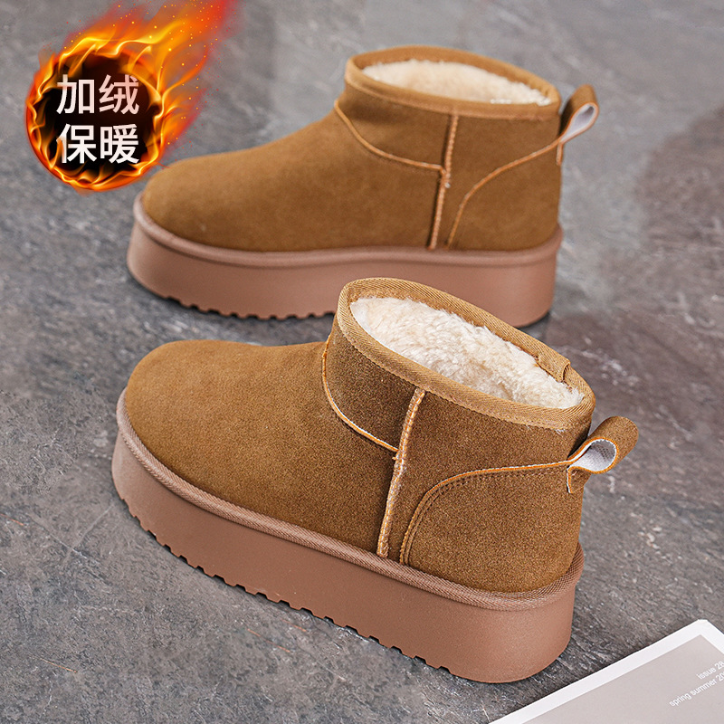 Botas de Nieve Sin Cordones para Mujer de Cuero Sintético Térmicas y Antideslizantes para Invierno