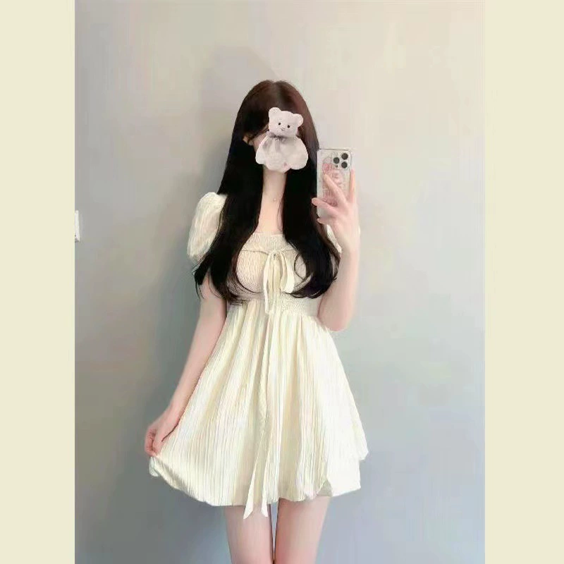 Миниатюрное женское платье с короткими рукавами, милый студенческий стиль, новый летний стиль, короткая юбка феи первой любви в японском стиле.