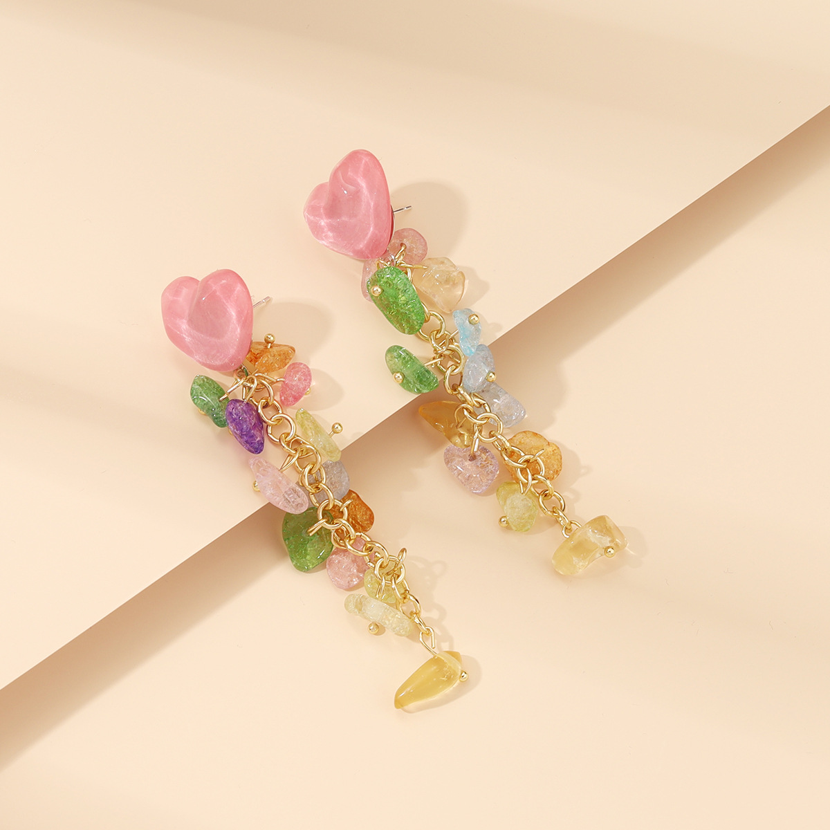Women'S Gender Sweet Heart Shape Crystal Handmade Women's Drop Earrings