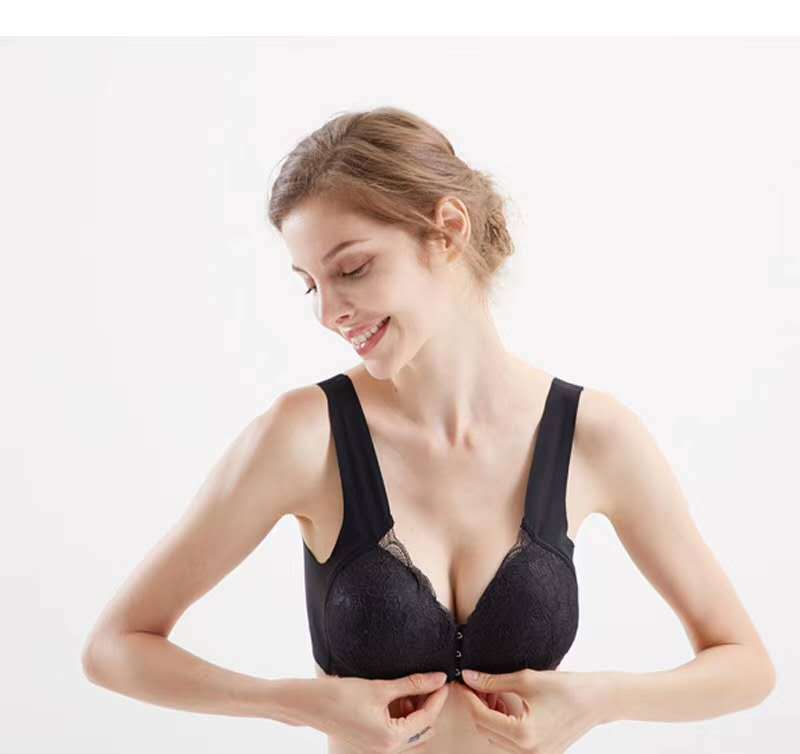 Comercio exterior transfronterizo europeo y americano popular inalámbrico hebilla delantera push up sujetador de encaje delgado estilo chaleco belleza espalda ropa interior