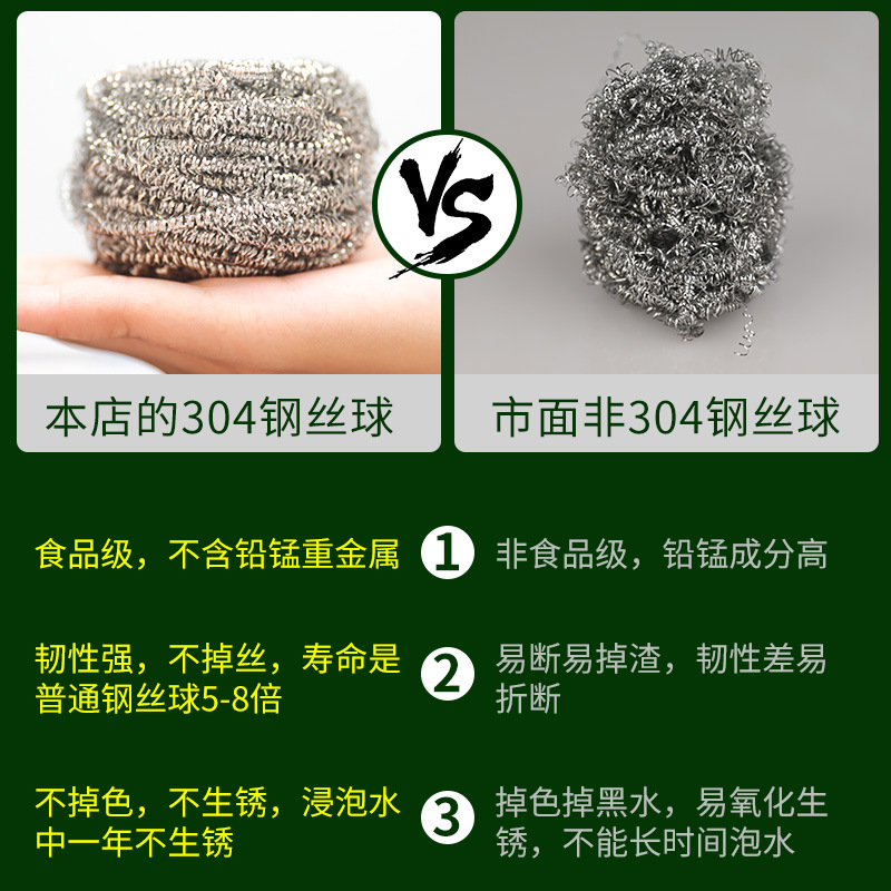 304 acero inoxidable bola de alambre de acero embalaje independiente lavavajillas cepillo bolas de limpieza lavavajillas bolas de alambre de limpieza fábrica al por mayor