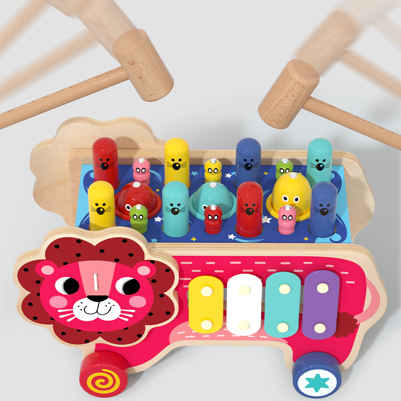 Hámster De León de madera grande para niños juguete multifuncional juguete de piano educativo coordinación mano-ojo