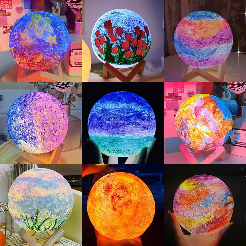 Mid-Autumn DIY Planet Lamp Material Package Kidsren's Creative Painted Moon Lamp Handmade Graffiti Luminous Night Light