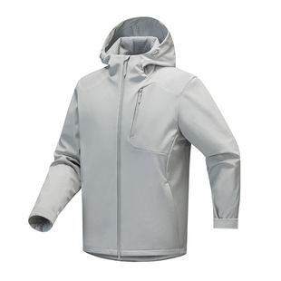 2025 New Soft Shell Outdoor Jacket Men's Windproof and Waterproof Single Jacket New Hooded Hem Lining