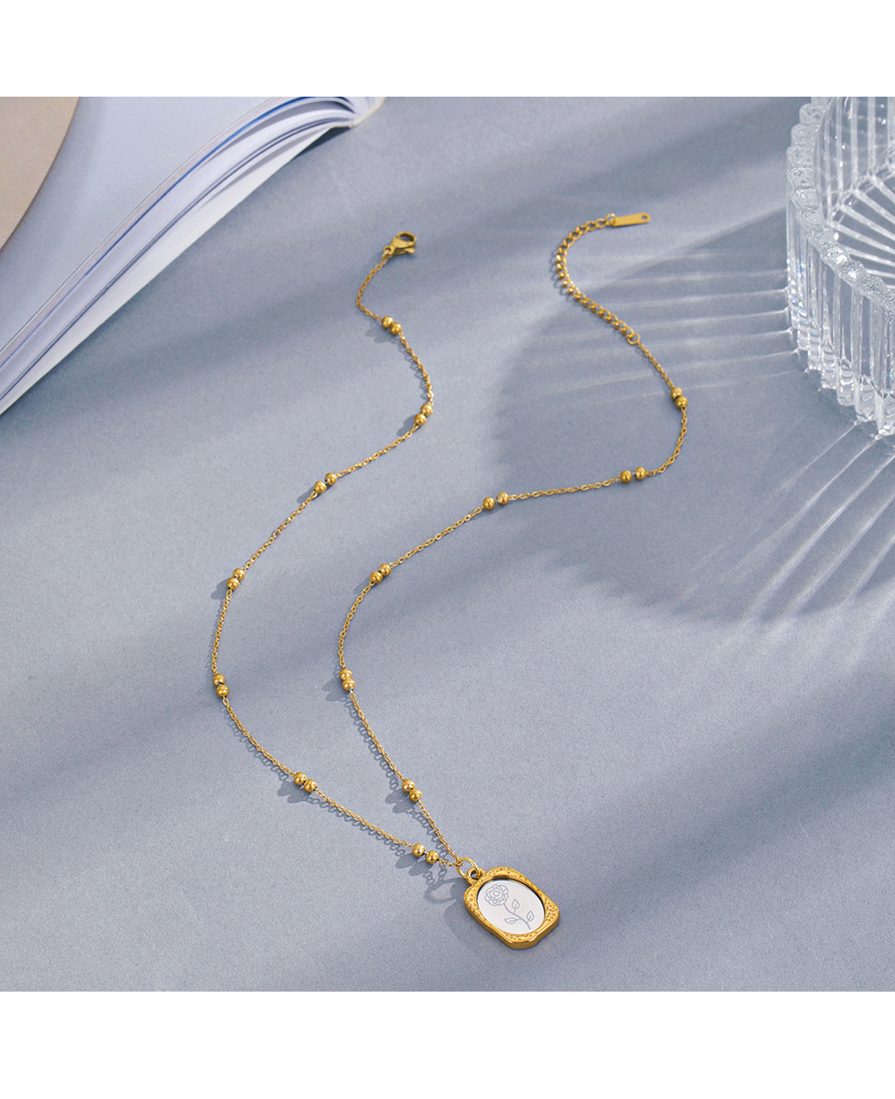 Elegant Flower Stainless Steel Plating Pendant Necklace